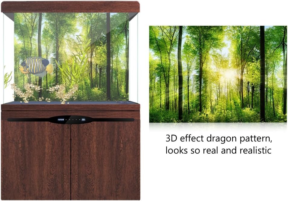 3D Effect Adhesive Forest Poster for Aquarium Fish Tank Decoration - Poster for Aquarium Poster for Fish Tank Easy Peel and Stick (122 * 50cm)