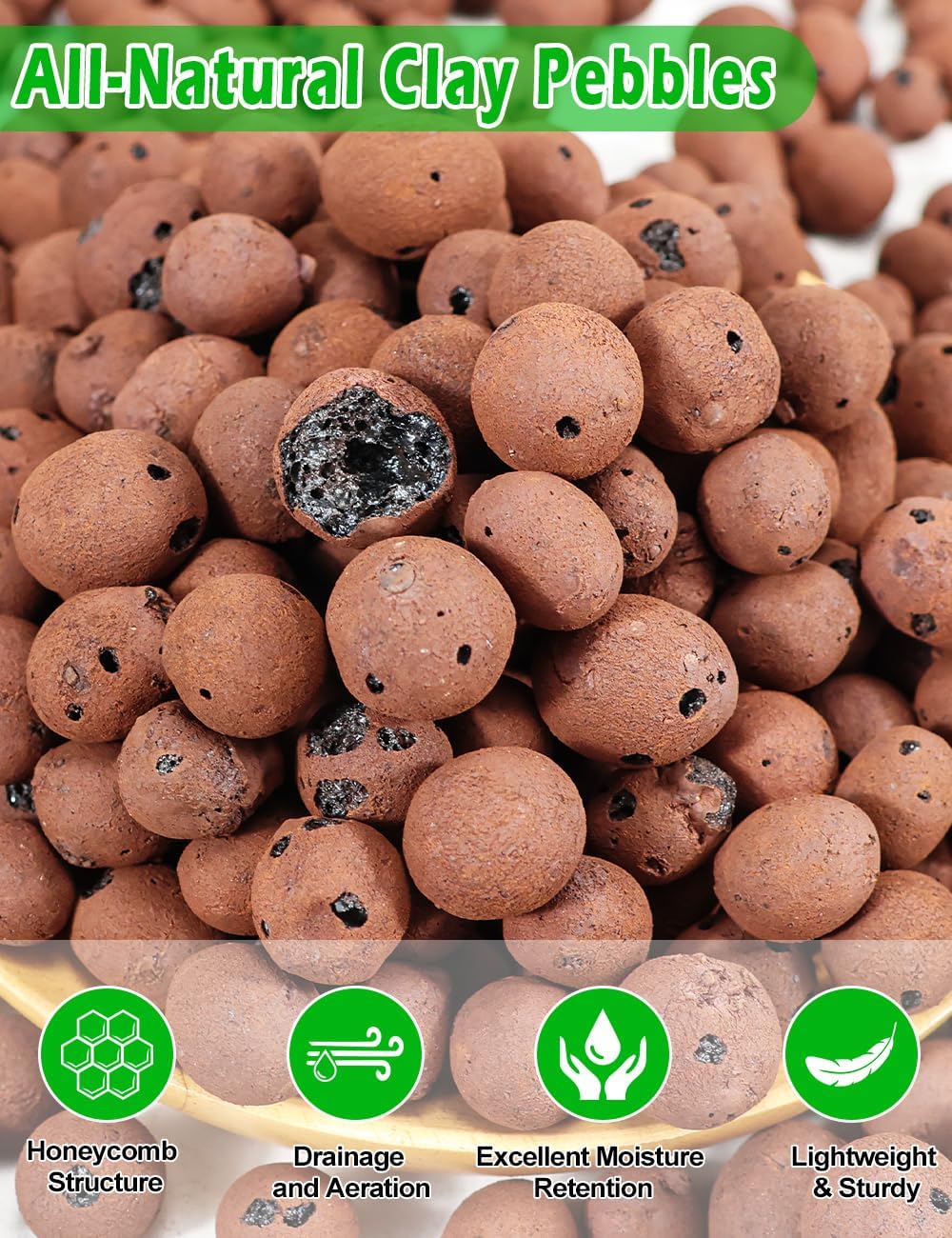 TOYPOPOR Leca Clay Pebbles for plants, Expanded Leca Balls, Lightweight Clay Ball, Potting Mix, Grow Media Used for Drainage, Decoration, Aquaponics, Hydroponics and Other Gardening Essentials 1 Quart