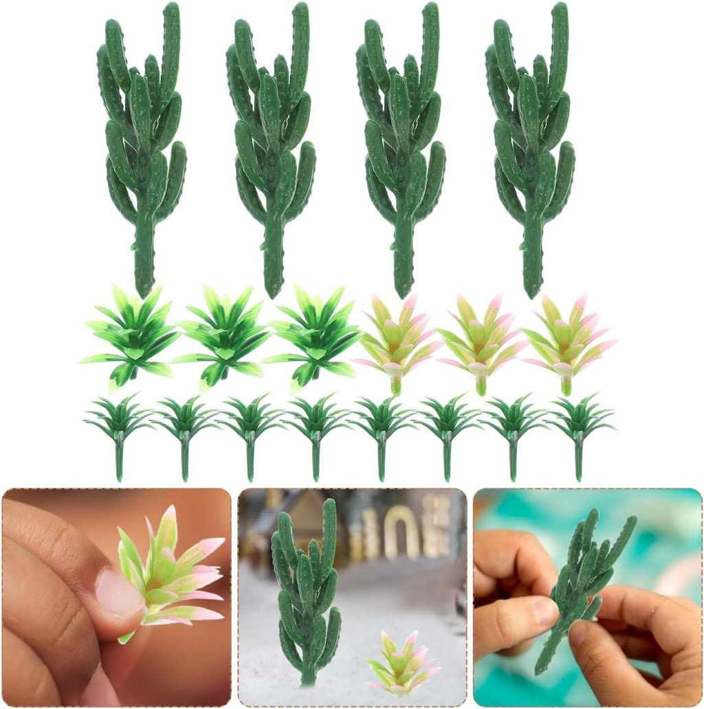 18Pcs Miniature Cactus Tree Model Set for Architectural Dioramas DIY Landscape Craft Accessories