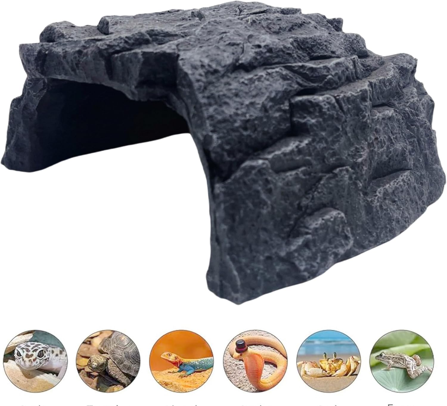 Rock Cave Habitat Hidden for Reptile and Amphibians.Terrarium & Aquarium Decor, Reptile hideout Hide Cave, Perfect for Bearded Dragons,Lizards,Snakes,Turtles,Geckos,Tortoises,Small Animals -Large Size