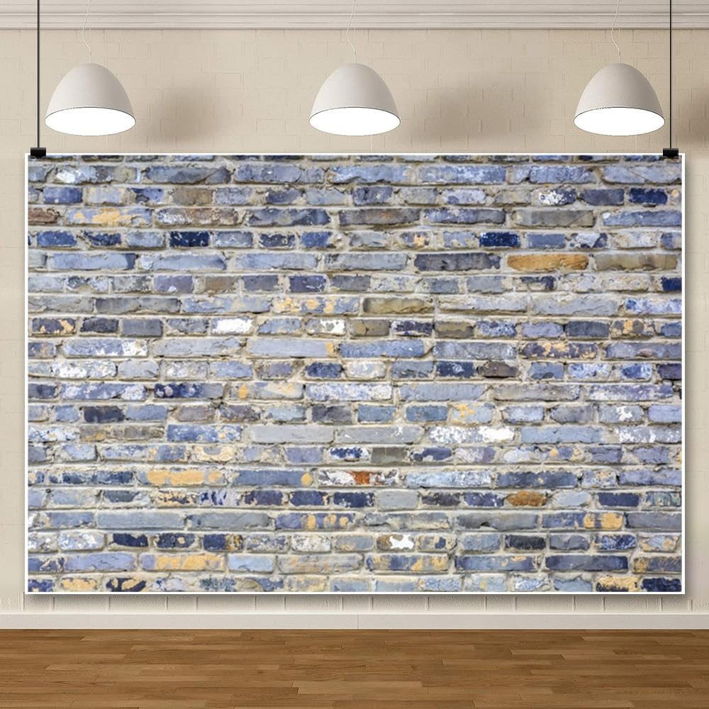 ChloropLastid 6x4ft Brick Wall Backdrop Retro Art Gray Brick Wall Background Rural Style Wall Texture Countryside Photography for Newborn Birthday Baby Shower Party Decorations