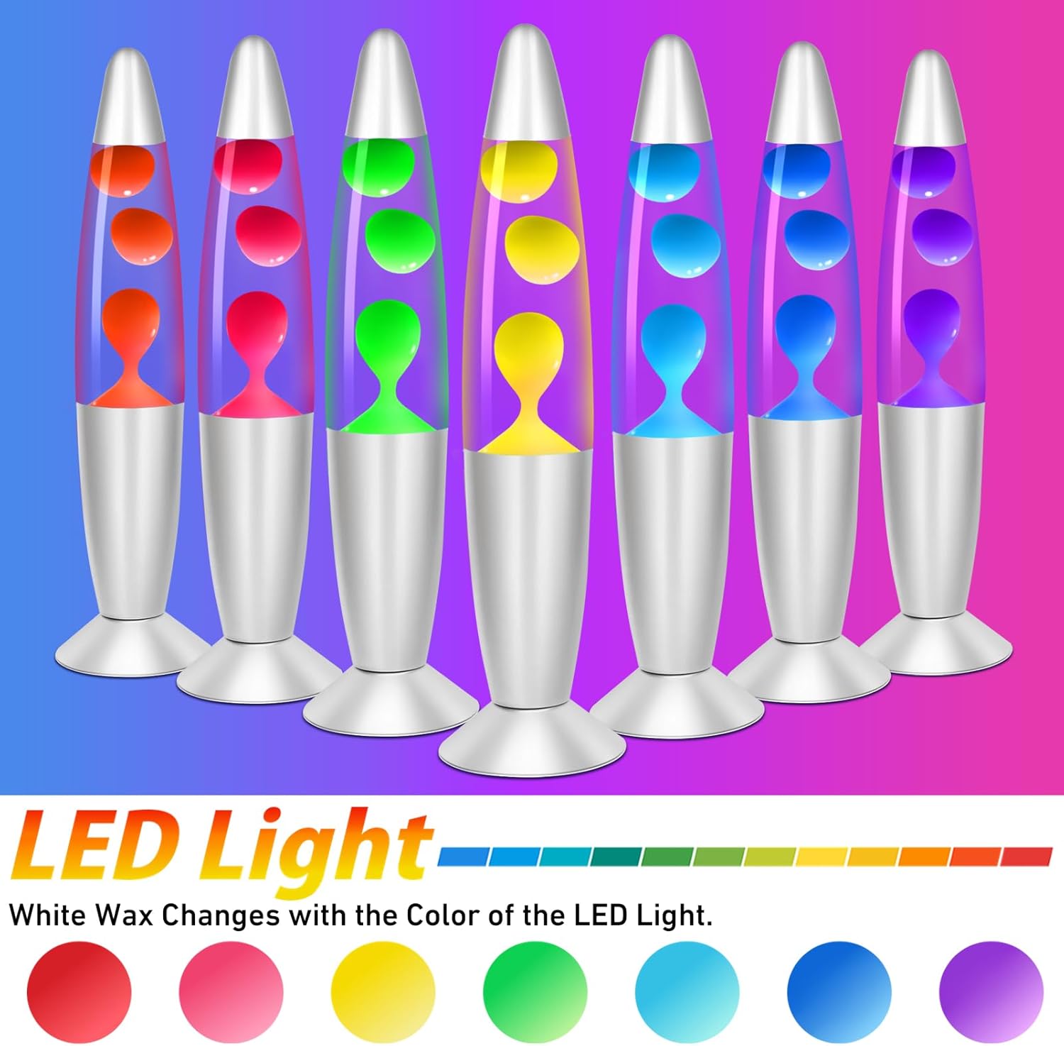 Multi Color Changing Liquid Motion Lamps, 13.5 Inch Small LED Night Lights for Kids Adults, Relaxing Mood Lighting for Bedroom Office, Glitter Christmas Decor Birthday Gifts