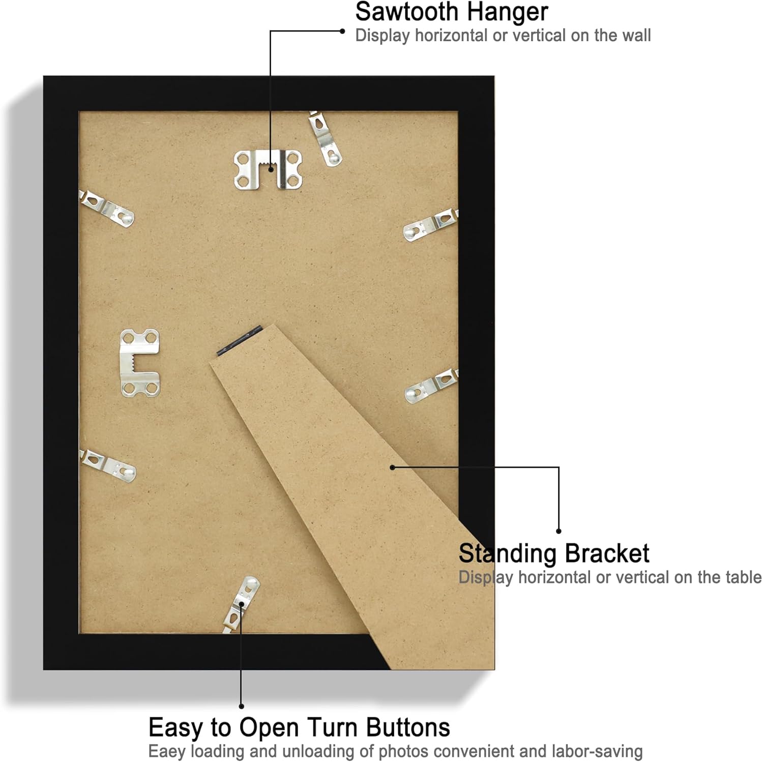 8x11 Picture Frame Set of 2, Made of Real Glass and Black Wooden Frame - 8 by 11 Photo for Wall or Tabletop Display