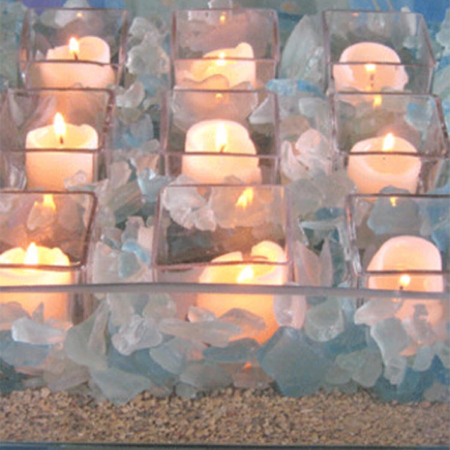 WGVI 6 Pcs Clear Square Glass Tea Light Votive Candle Holders, Width 3", Height 3", Small Cube CandleHolders Container Dish Terrarium Tabletop Event Décor