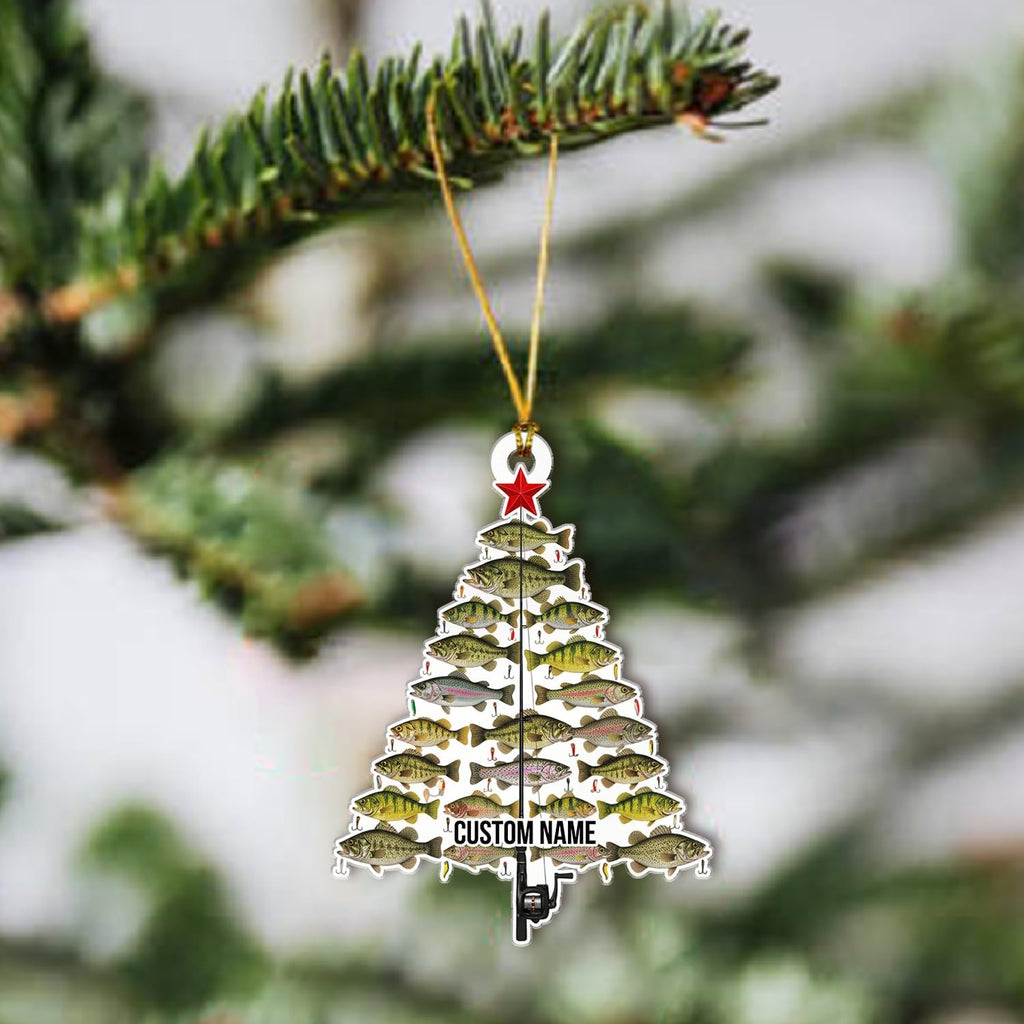 Personalized Fish Stack Ornament - Fishing Decorative Hanging Ornaments Christmas Tree Decor - Freshwater Fishes Hanging Xmas Decorations Gift for Anglers, Dads & Nature Lovers