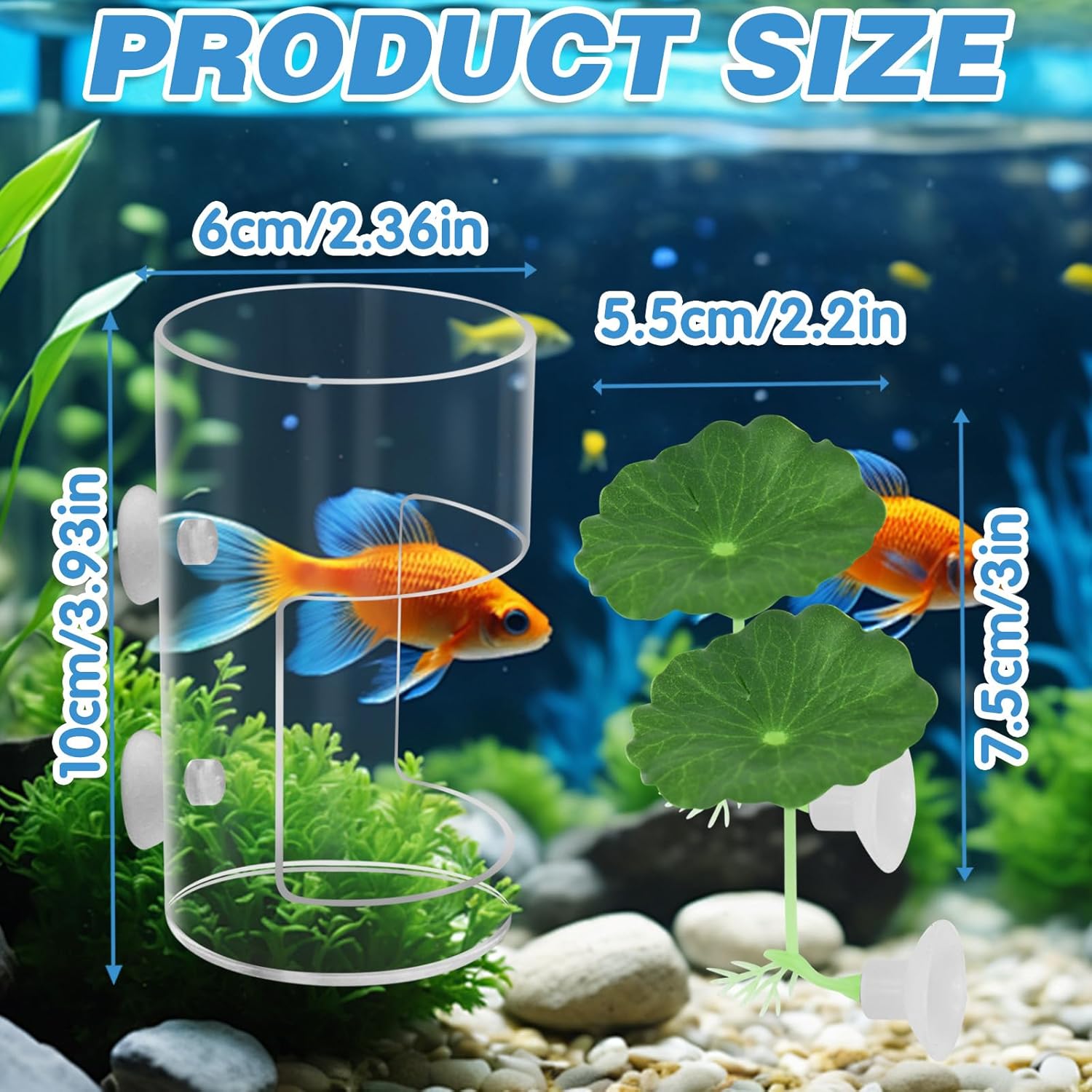Fish Tank Food Tray with Suction Cups Comes with Two Single-Layer Small Lotus Leaves, Feeding Tube Supplies, Breeder Box for Aquarium, Round Aquariums & Fish Bowls Accessories