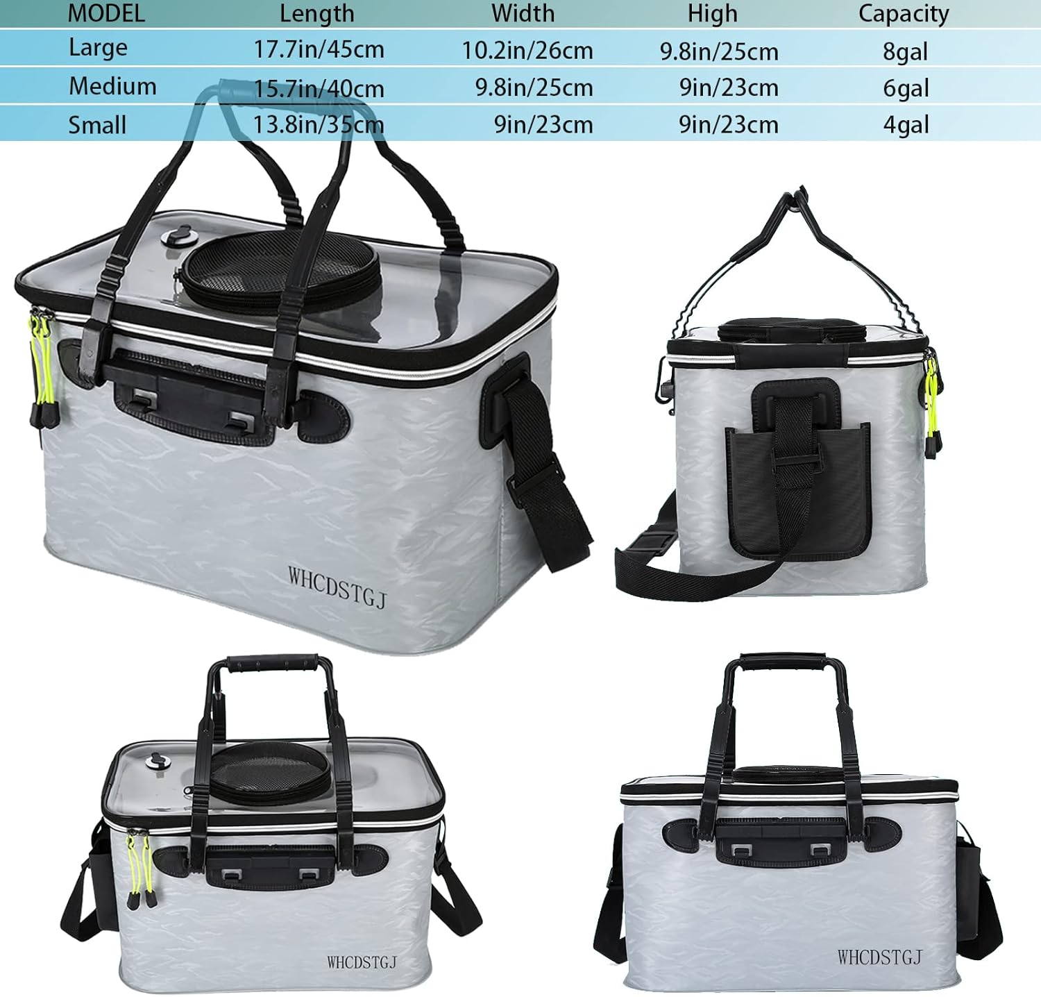 Transparent Lid Fishing Bucket, Portable Foldable Fishing Bucket, Bait Bucket, Fish Bucket, Live Bait Storage. (4 gallons)