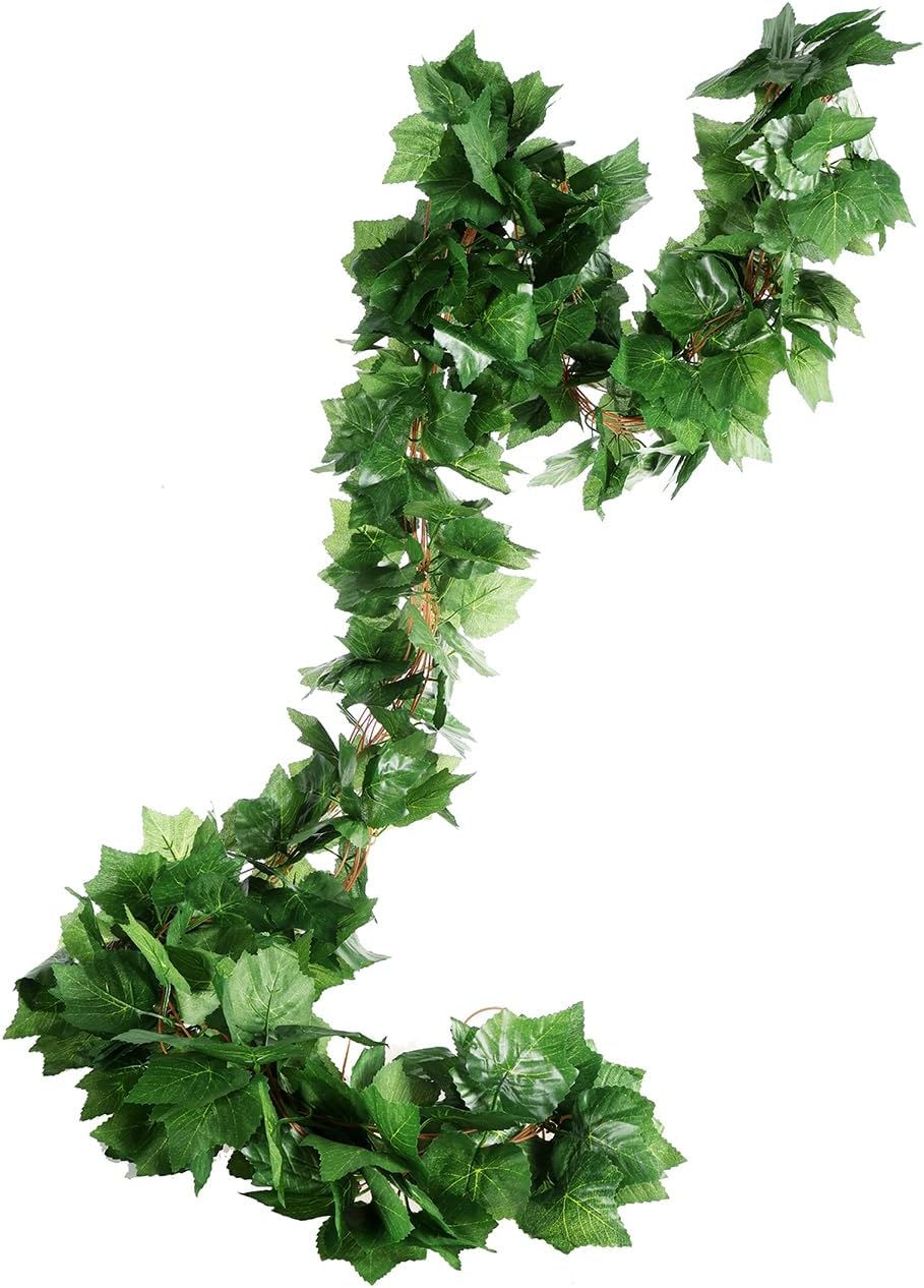 Elegant 38 Ft Autumn Artificial Grape Leaf Garland - 5 Strands, Highly Realistic Fall Decor for Weddings, Home, Parties, & Wall Display