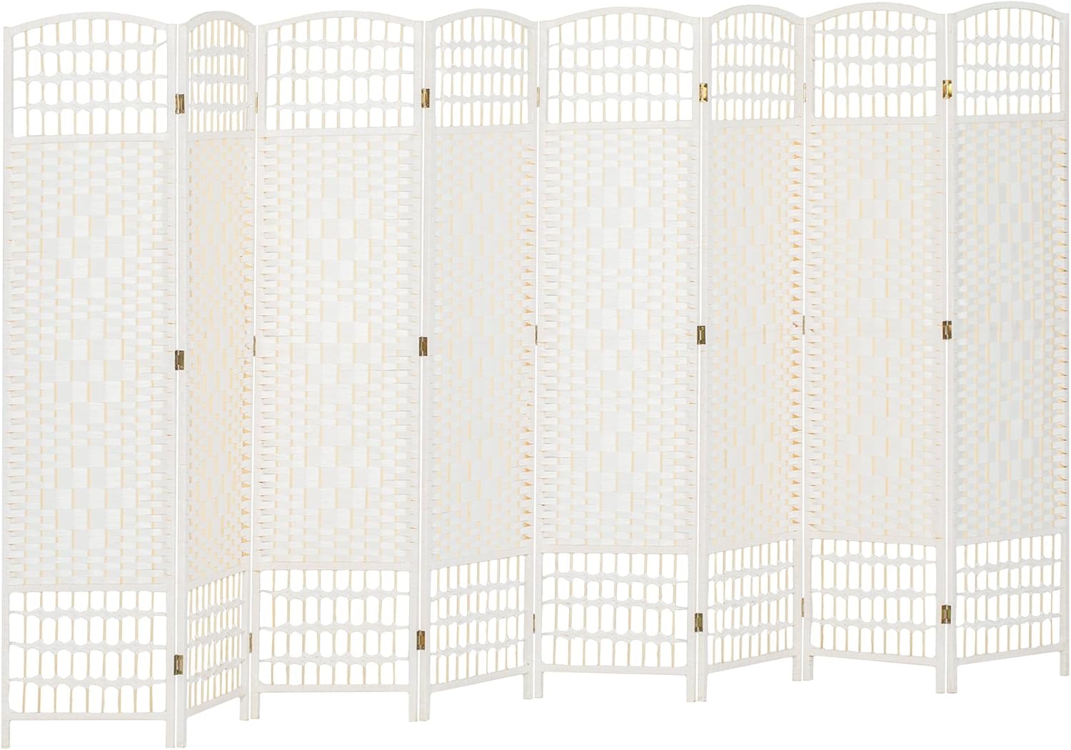 HOMCOM 8 Panel Room Divider, Folding Privacy Screen, 5.6' Room Separator, Wave Fiber Freestanding Partition Wall Divider, White