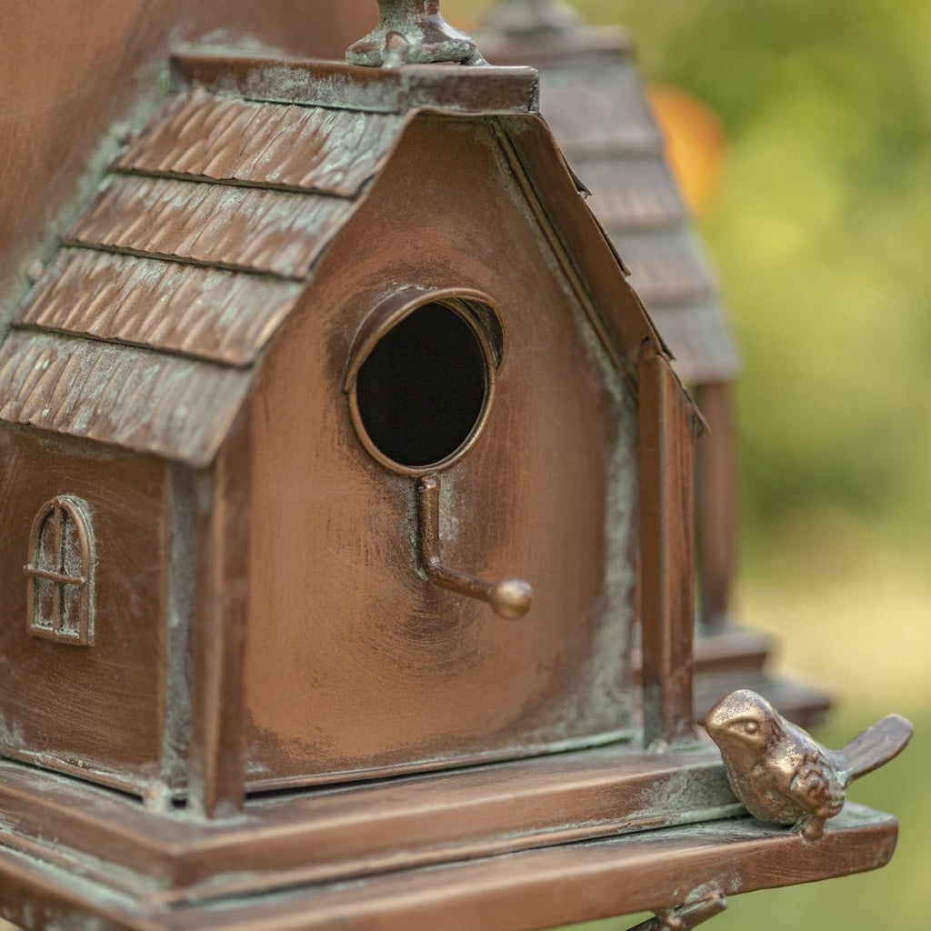 Zaer Ltd. Large Copper Colored Multi-Birdhouse Stakes, Room for 5 Bird Families in Each (XL Country Farm Home Colorado)
