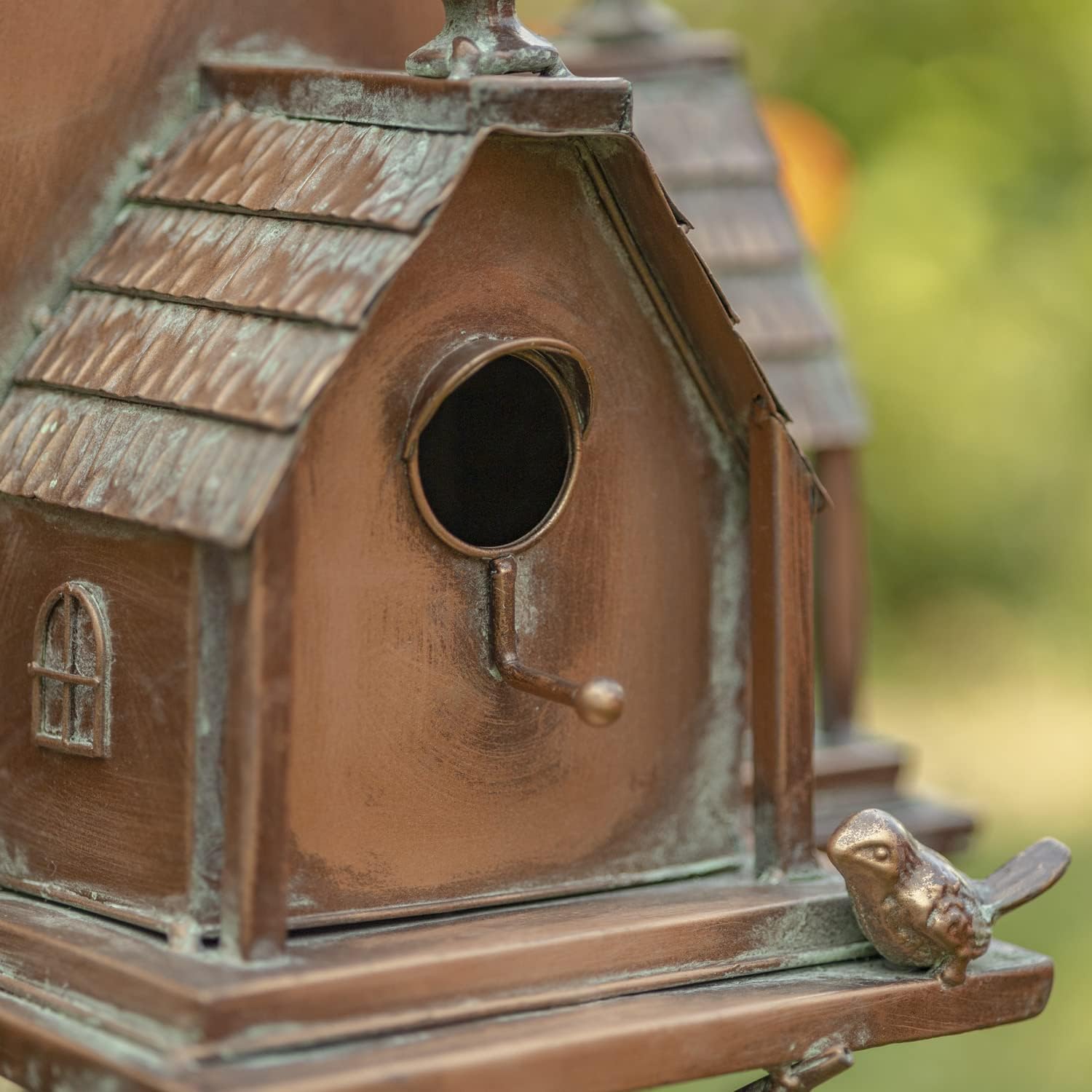 Zaer Ltd. Large Copper Colored Multi-Birdhouse Stakes, Room for 5 Bird Families in Each (XL Country Farm Home Colorado)