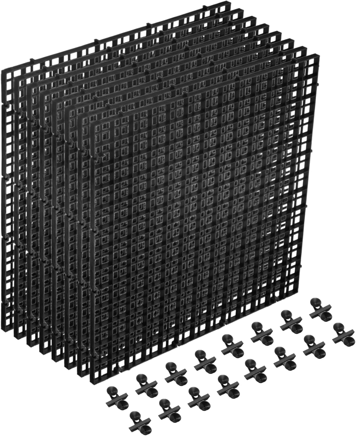 uxcell 8Pcs Aquarium Fish Tank Divider, 12x12 Inch Plastic Egg Crate Light Diffuser Grid Filter Bottom Partition Separator with Sucker Clips and Suction Cups for Aquarium, Black