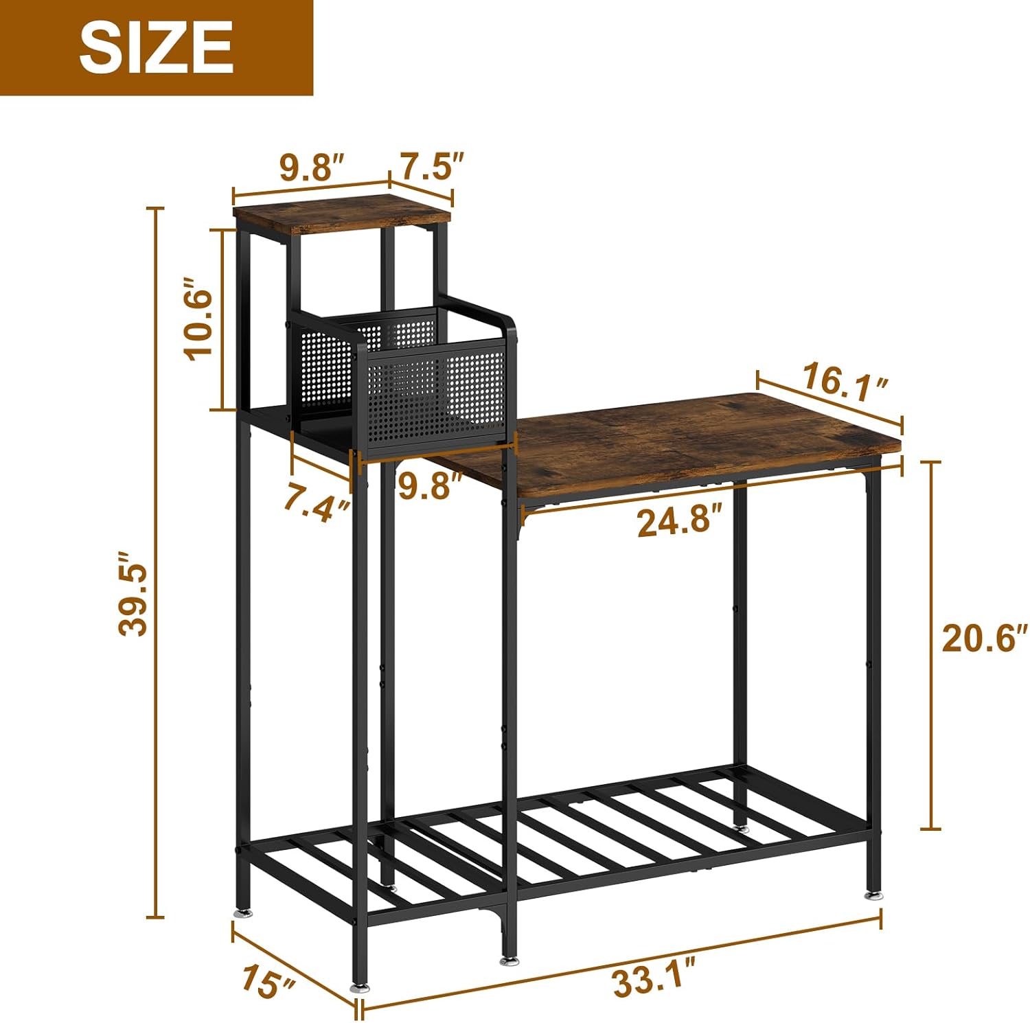 Wisdom Star 10-20 Gallon Aquarium Stands Metal Frame, Fish Tank with Stand with Cabinet Storage, 33.1" L * 15" W Tabletop, 330LBS Capacity, Fits Aquarium,Turtle Tank or Reptile Terrariums, Black