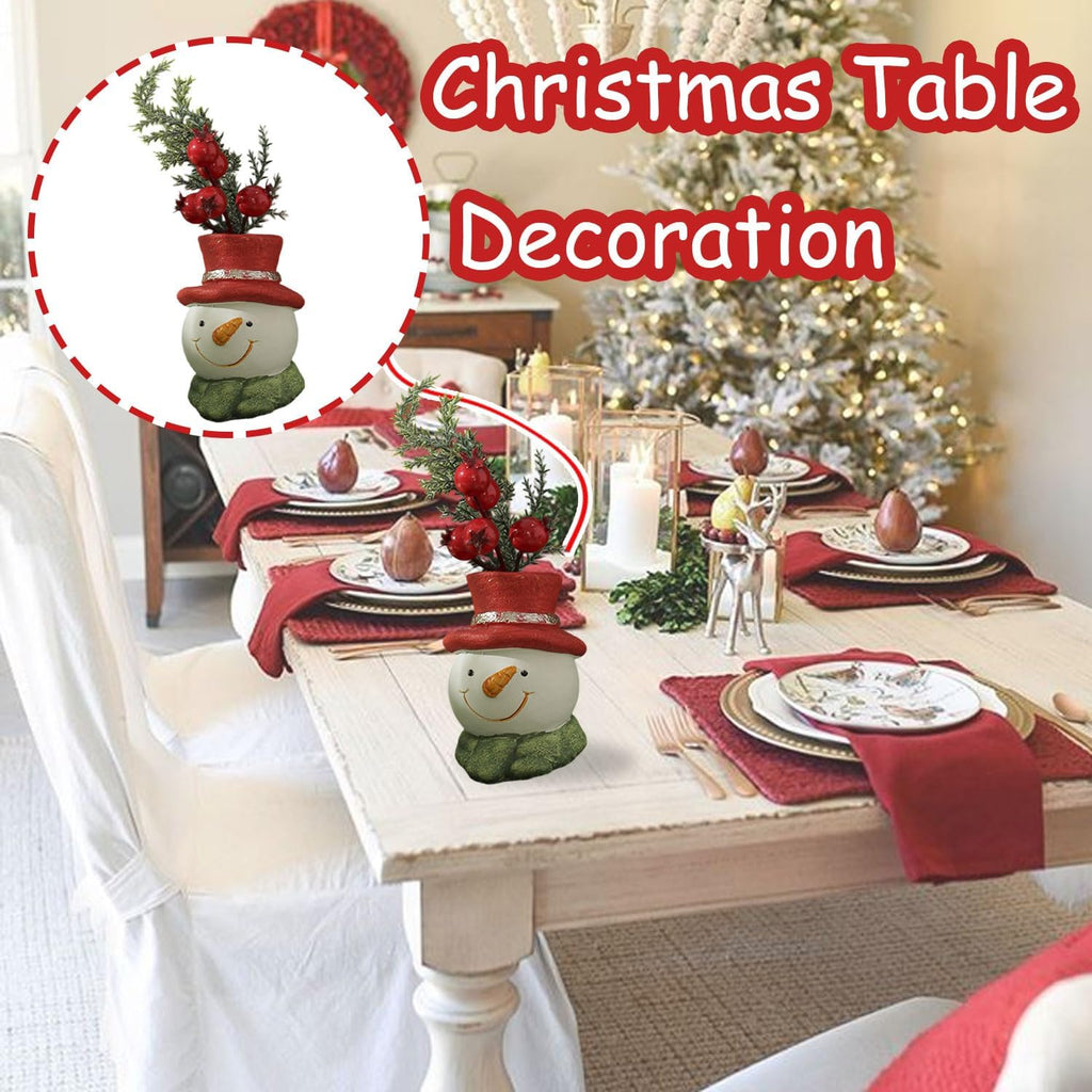 Christmas Table Decor - Artificial Mini Christmas Tree Decorations for Tables Fake Red Berry ＆ Pine Branch with Cute Box Base for Winter Indoor Home Table Fireplace Mantel Decorations