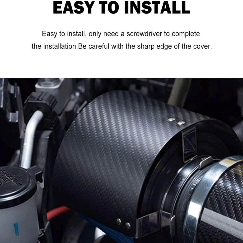 RULLINE Universal Air Intake Filter Cover Heat Shield Stainless Steel Carbon Fiber Black Cover Compatible with 2.5-3.5" Cone Filter