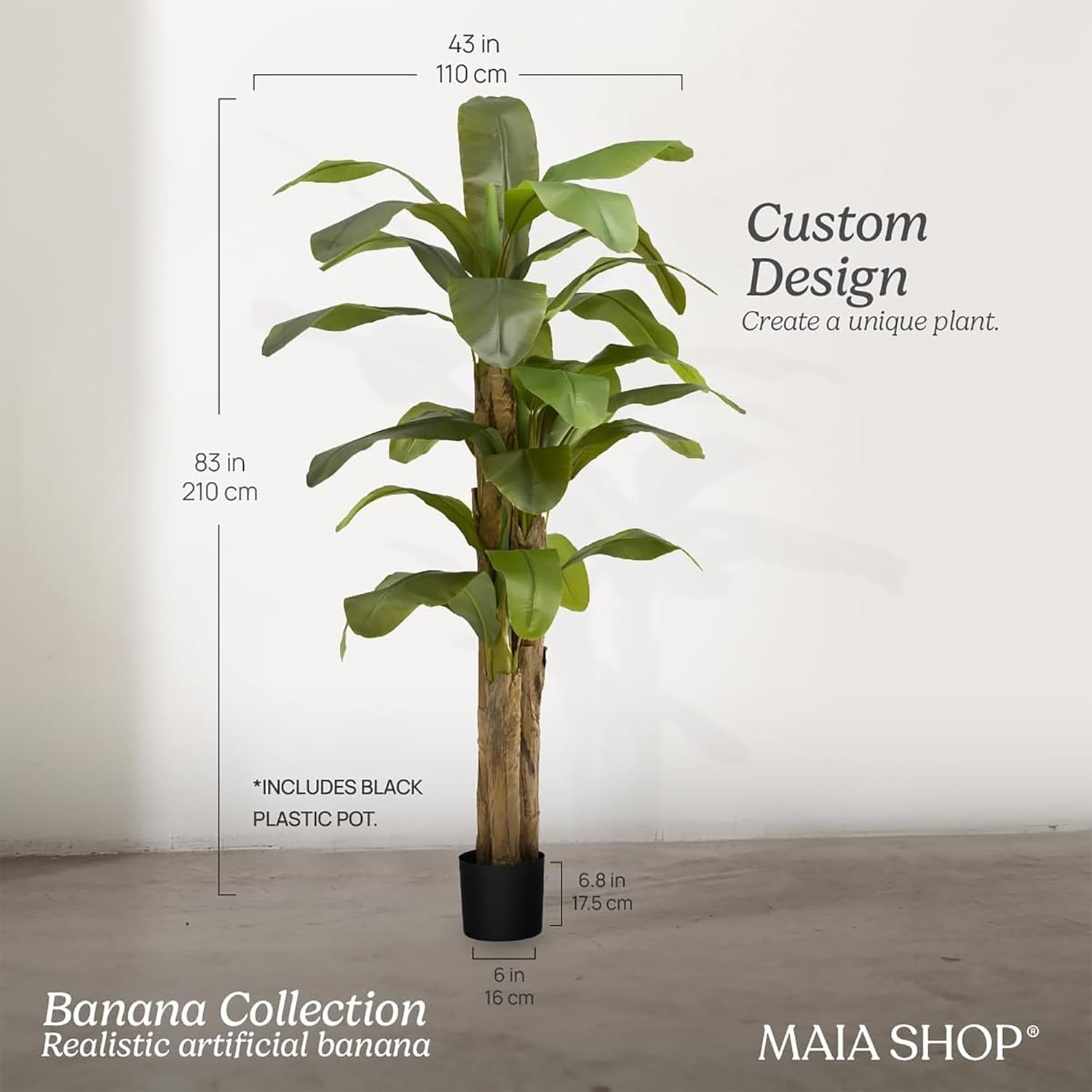 Maia Shop 7ft Artificial Banana Tree Plant for House, Apartment or Office – Realistic Fake Indoor Plants for Living Room, Kitchen, Bedroom, Entryway or Bathroom – Faux Greenery for Home Décor