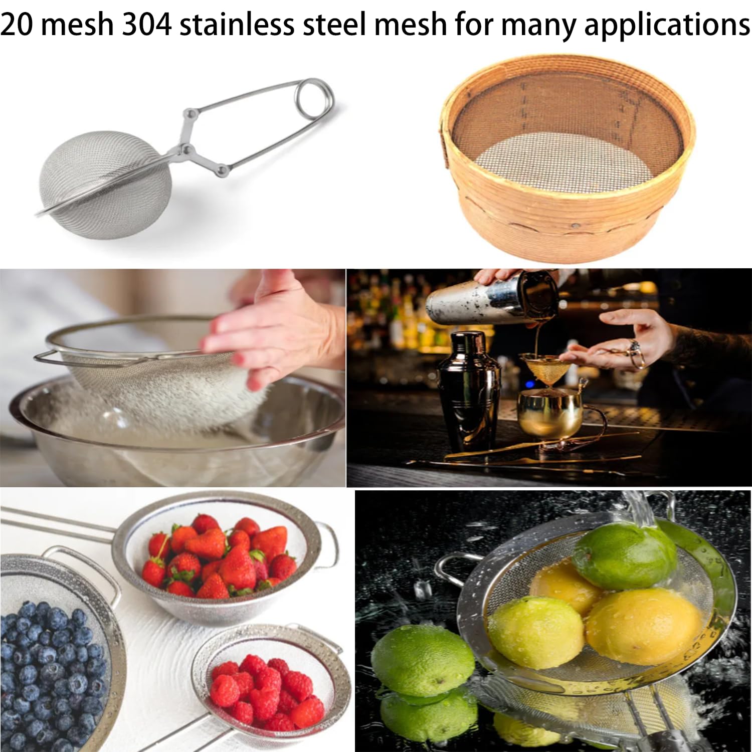304 Stainless Steel Mesh Screen 20 Mesh Woven Wire Screen for Window Screen,Filter Mesh, Air Vent, DIY Projects, Cage, Garden, Roof Project 5.7"x47.2"(40x120cm)