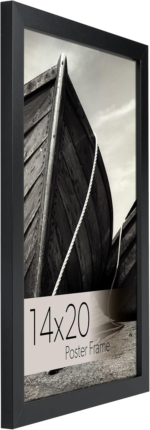 wallsthatspeak Elements 14x20 Picture Frame, Wall Hanging Black Poster Frame Displays Vertically or Horizontally, Includes Durable Plexiglass, Set of 6