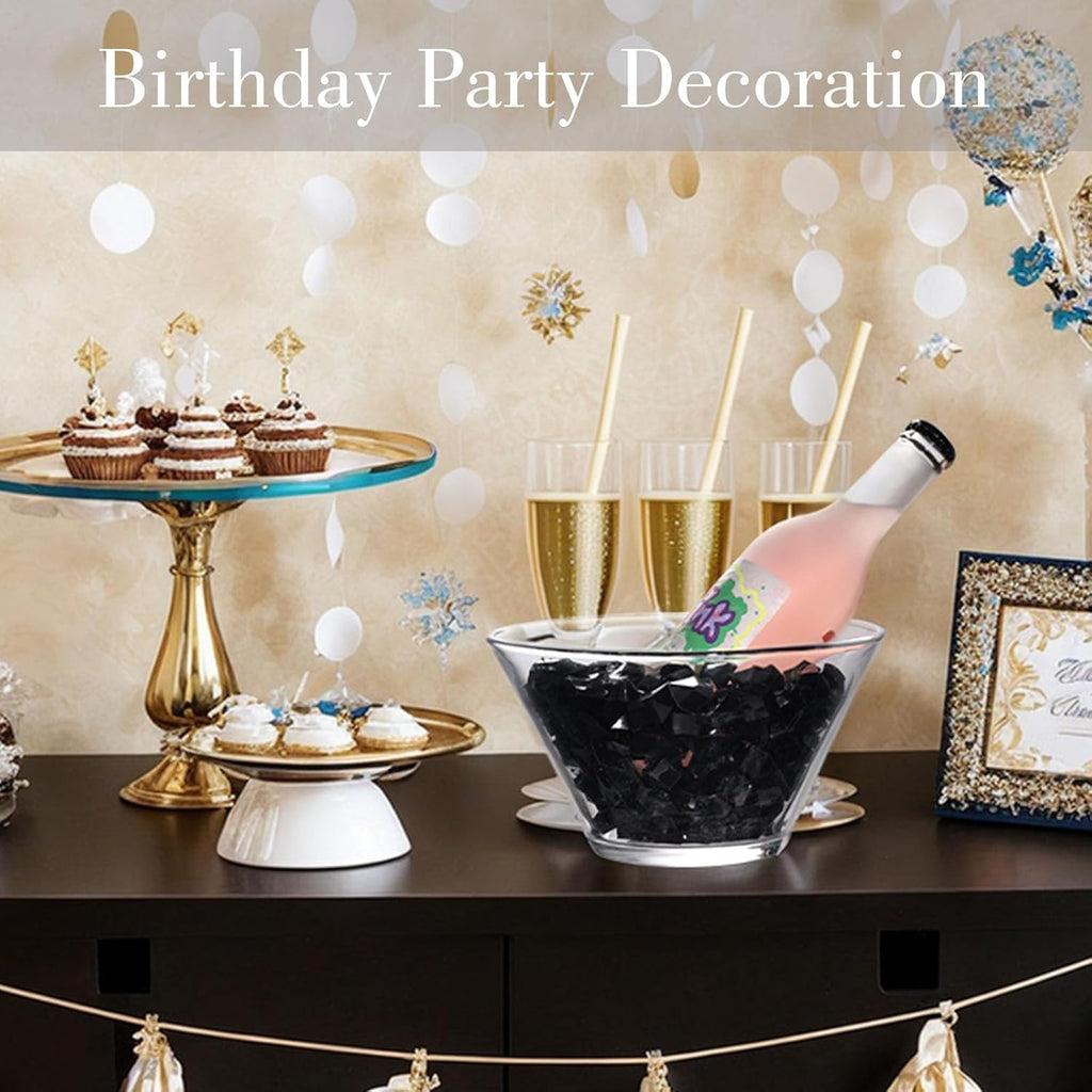 DomeStar 150PCS Fake Ice, Black Christmas Decorations Vase Fillers, Black Plastic Gems Aquarium Tank Rock Party Table Scatter Decorations