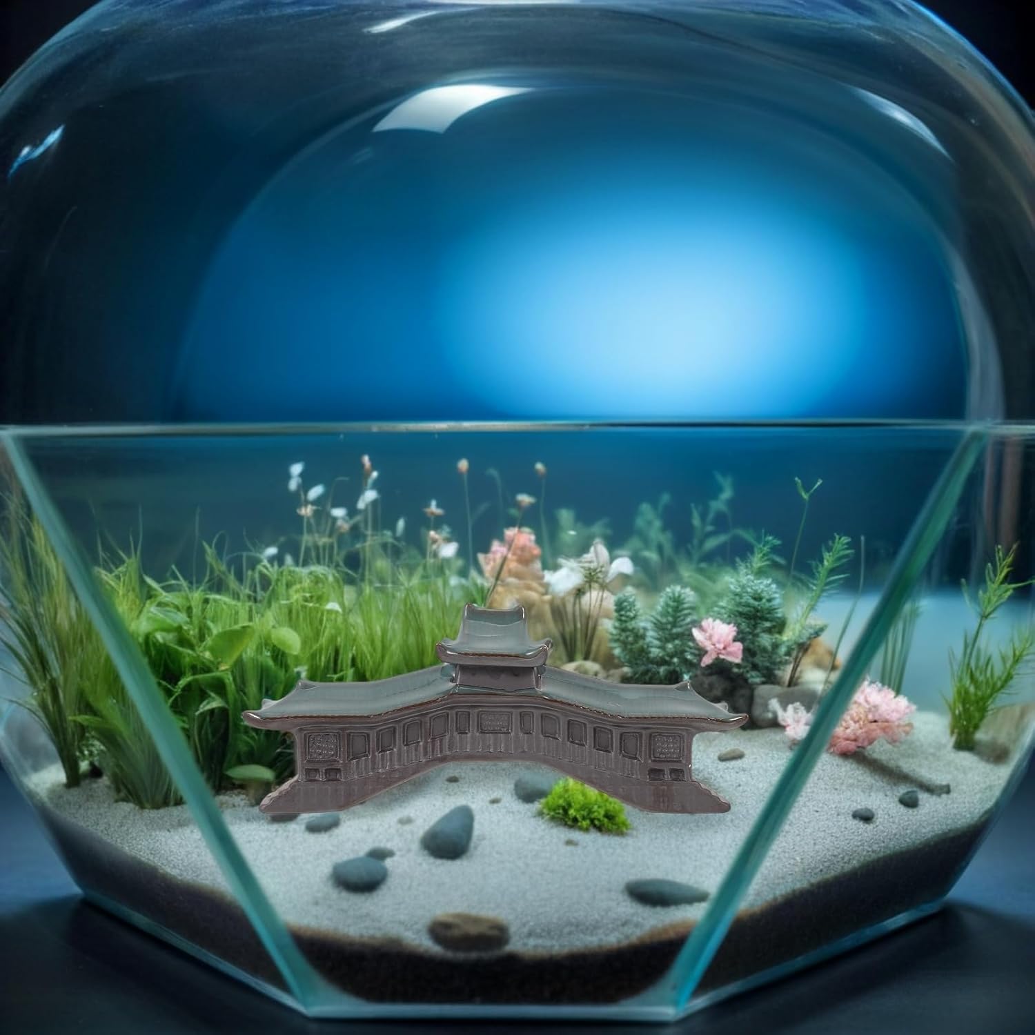 LUOZZY Miniature Bridge Aquarium Ornament Fish Tank Decor Zen Garden Statue Micro Landscape Desktop Bonsai Rockery Asian Accessories