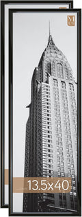 MCS Trendsetter 13.5x40 Poster Frame Black High-Gloss, Vertical & Horizontal Wall Hanging Large Picture Frame for Photos, Posters & Art Prints (2-Pack)