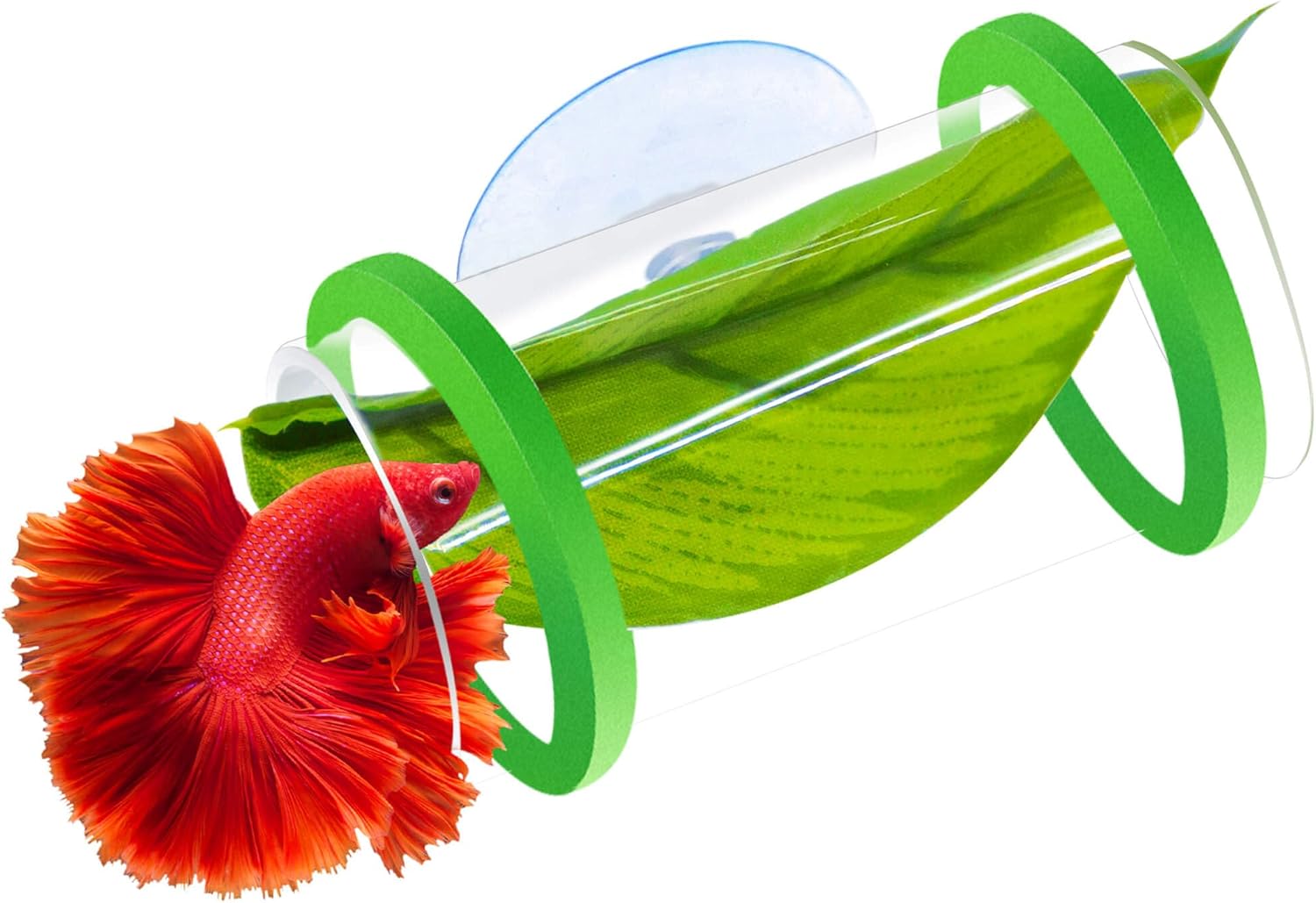 Betta Fish Hammock & Tunnel Hideout Bed Toy, Floating or Wall-Mounted Clear Acrylic Tube for Rest & Play, Betta Fish Tank Accessories with Suction Cup and Floating Ring for Aquarium Decoration