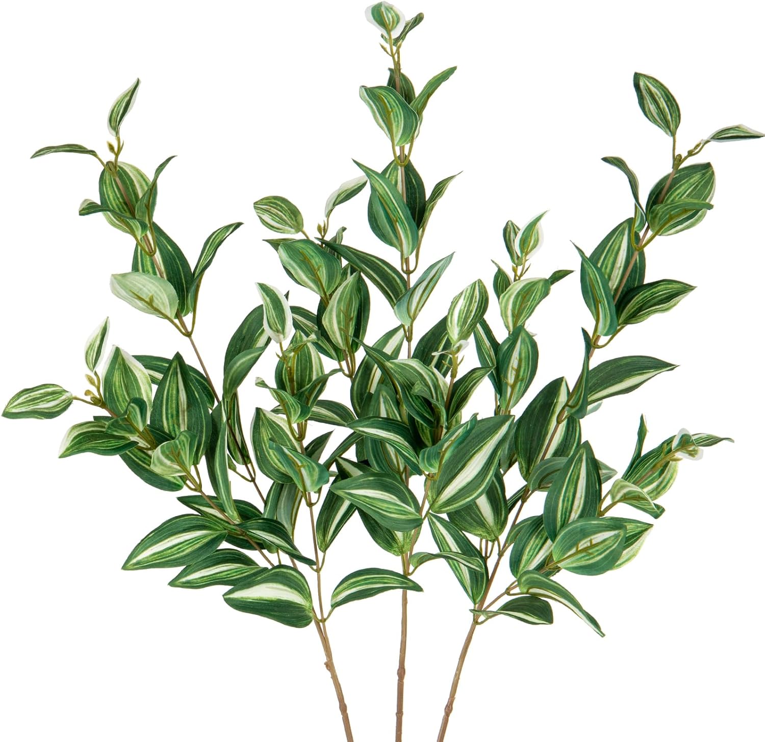 Hollyone 3Pcs Artificial Greenery Stems Faux Branches for Vase Tradescantia Zebrina Fake Leaves Branches 29.5 inch Long Stems Plants Leaf Bushes for Party Wedding Wall Indoor Outdoor Home Decor Green