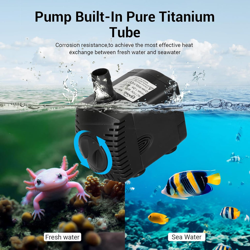 1/3 Hp Aquarium Chiller, 79 Gal Water Chiller Machine, Fresh & Salt Fish Tank Chiller for Axolotl Jellyfish Coral Reef, Hydroponic Water Chiller with Water Pump and Quiet Design Compressor