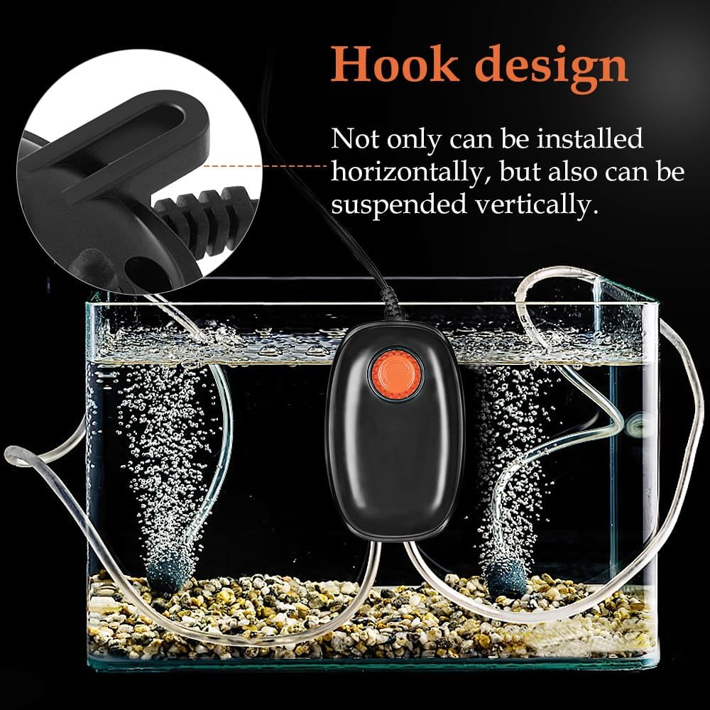 FEDOUR 4W/5W/8W Aquarium Corded Electric Air Pump, 96GPH/160GPH/256GPH Dual Outlets 4 Outlets Oxygen Pump, Ultra Quiet Aquarium Bubbler for up to 300 Gallon Fish and Turtle Tank