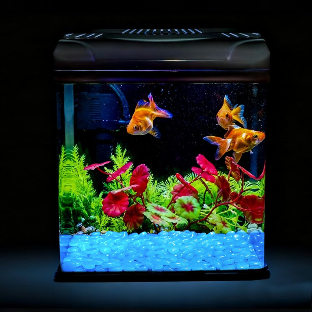 Oubest Fish Tank Rocks Glow Blue/Glow in The Dark Pebbles for Garden/Fish Tank/Aquarium/Plant Pots/Bonsai Walkway/Driveway 200pcs