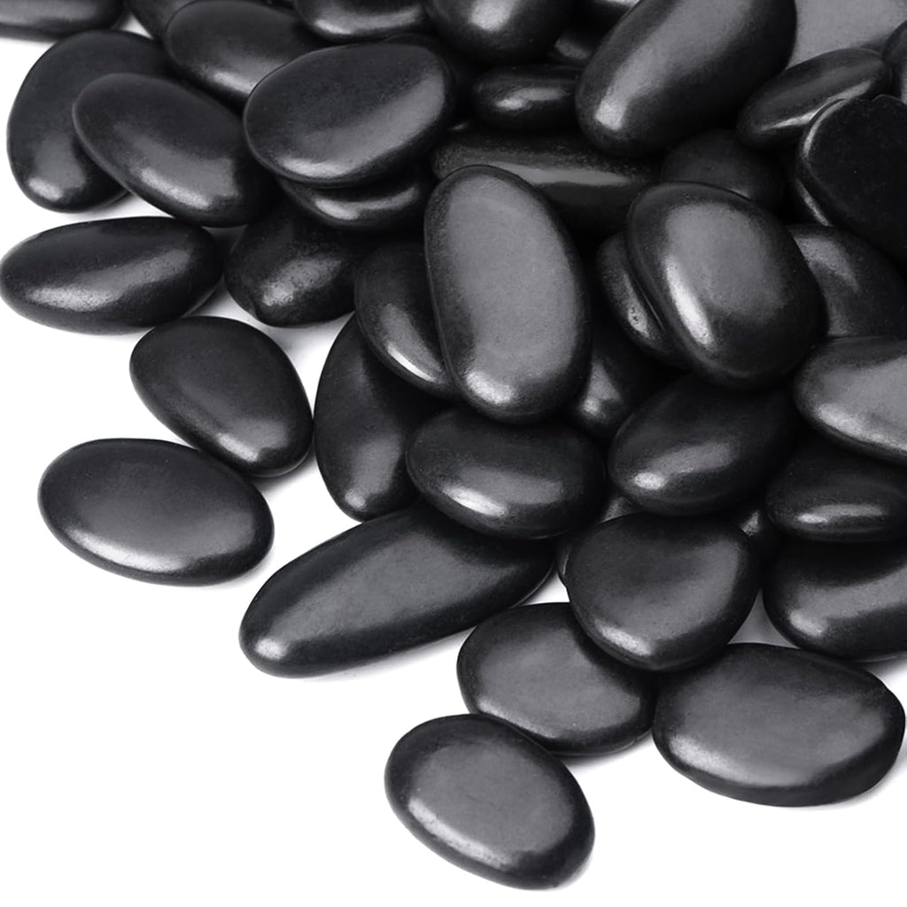 15 lbs Black Rocks for Planters, 1"-2" Decorative River Rocks for Plants, Flower Pots, Vase, Polished Garden Stones for Outdoor Landscaping, Walkways, Yard