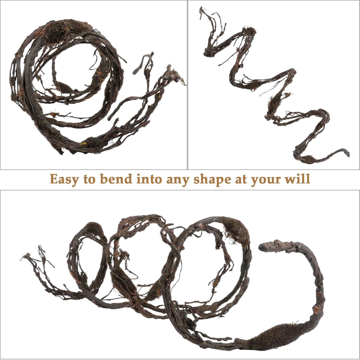 1Pcs 98.4inch Artificial Bendable Tree Branches Moss Plants Twigs For Decoration Twisted Door Wall Hanging Grape Vine Garland Fake Wood Tree Trunk Cherry Blossom Outdoor Halloween 3D Garden Arch Decor