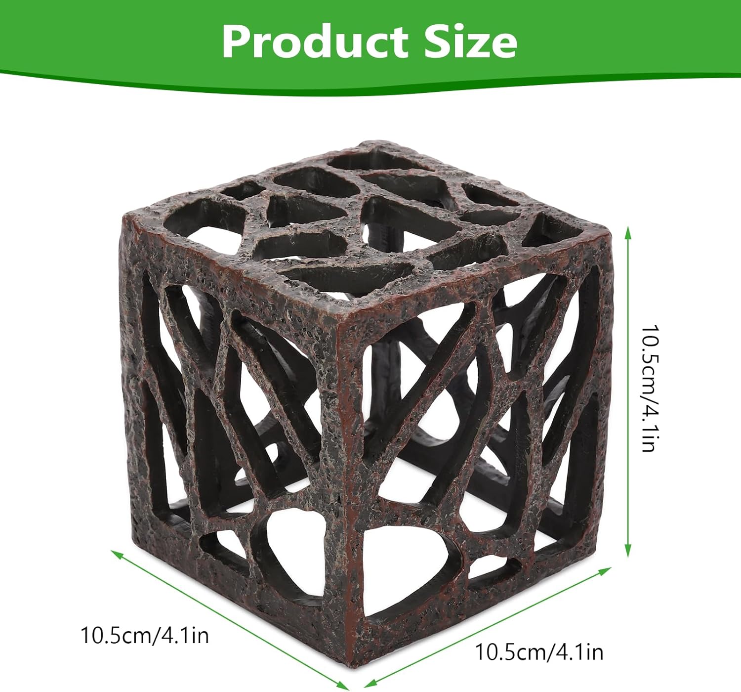 Cube Aquarium Decoration Resin-Modern Hollow Geometric Fish Tank Ornament for Shrimp & Plant Tanks-Approx. 4.1" L x 4.1" W x 4.1" H(Cube)