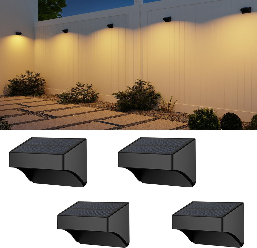 Solar Fence Lights Outdoor,Fence Solar Lights Outdoor Waterproof Led IP65 with10 Fixed Colors ＆ RGB Color Changing for Wall Backyard Step Railing Patio Pool Porchaily&Holiday Decorations (4)