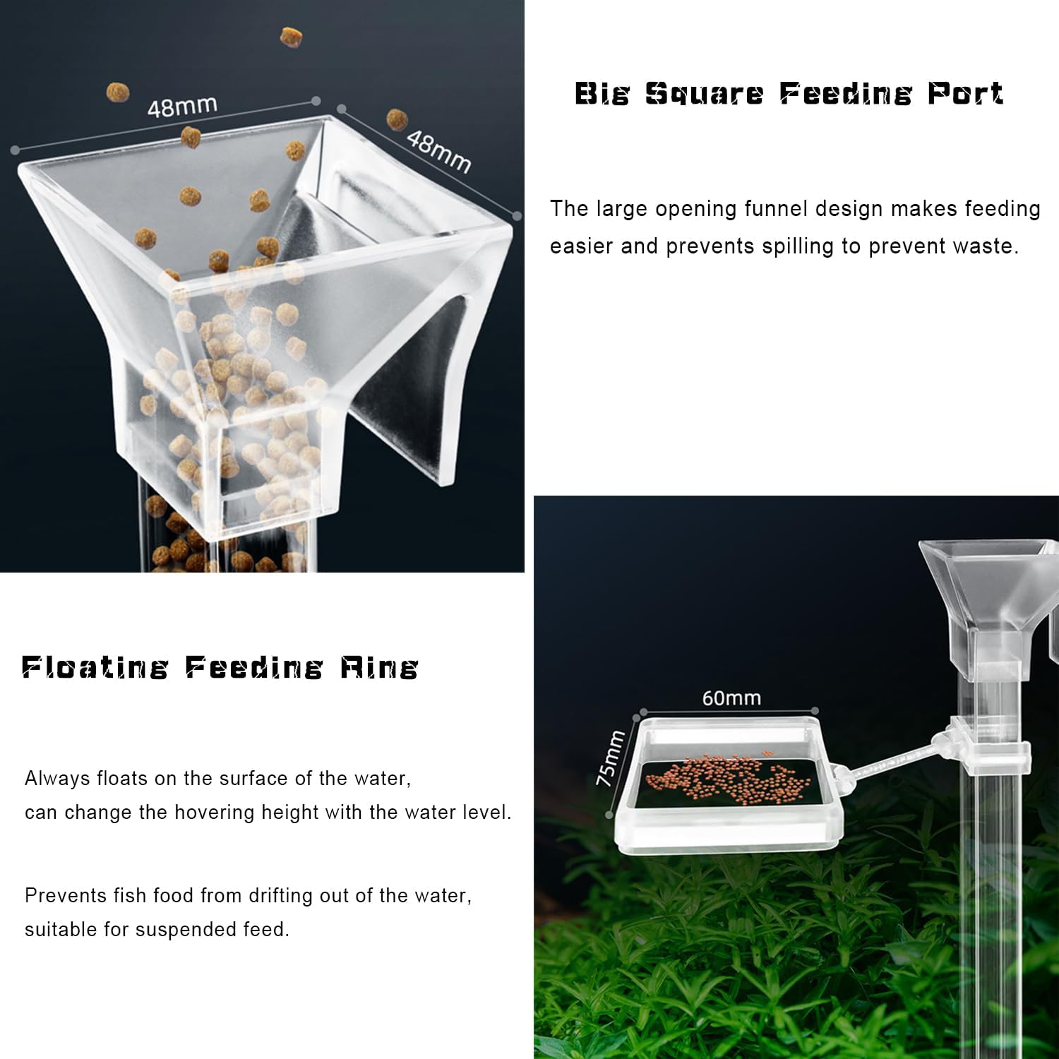 Aquarium Fish Shrimp Feeding Dish Set, Transparent Shrimp Feeding Tube, Fish Tank Feeding Supplies with Feeding Ring Cleaning Brush