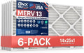 BNX TruFilter 14x25x1 Air Filter MERV 13 (6-Pack) - MADE IN USA - Electrostatic Pleated Air Conditioner HVAC AC Furnace Filters for Allergies, Pollen, Mold, Bacteria, Smoke, Allergen, MPR 1900 FPR 10