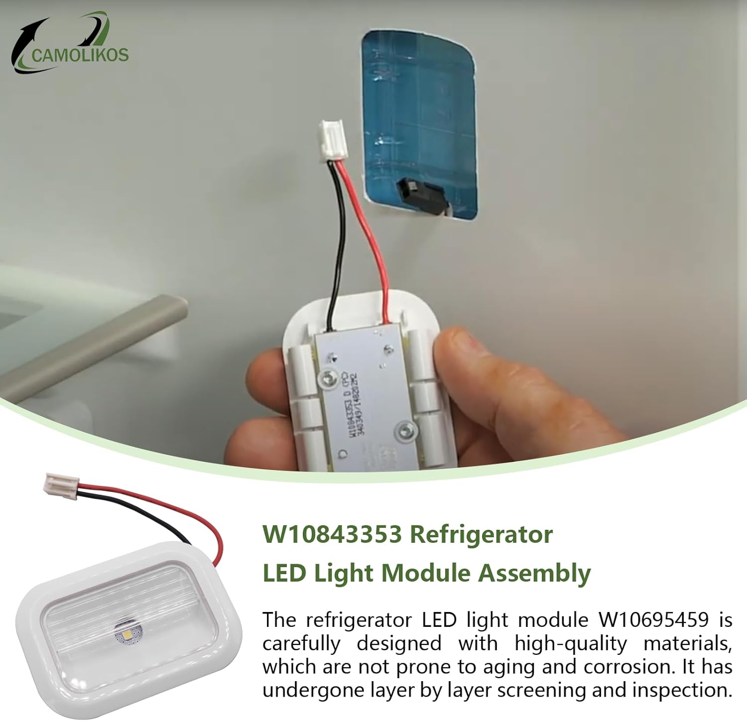 W10843353 W11205083 W10695459 Refrigerator LED Light Module Assembly for Whirlpool W10279030 W10660728 W11126053 Refrigerator Light Replacement White (1Pack)