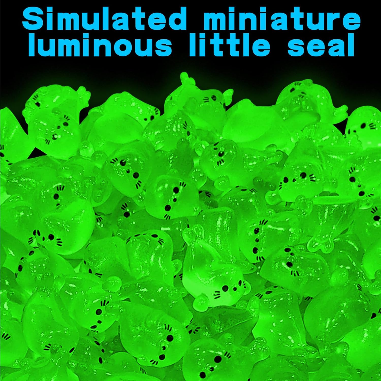 100Pcs Glow in The Dark Mini Seal Figurines, Cute Luminous Resin Sea Animal Decorations for DIY Crafts, Fairy Garden, Aquarium, and Home Decoration
