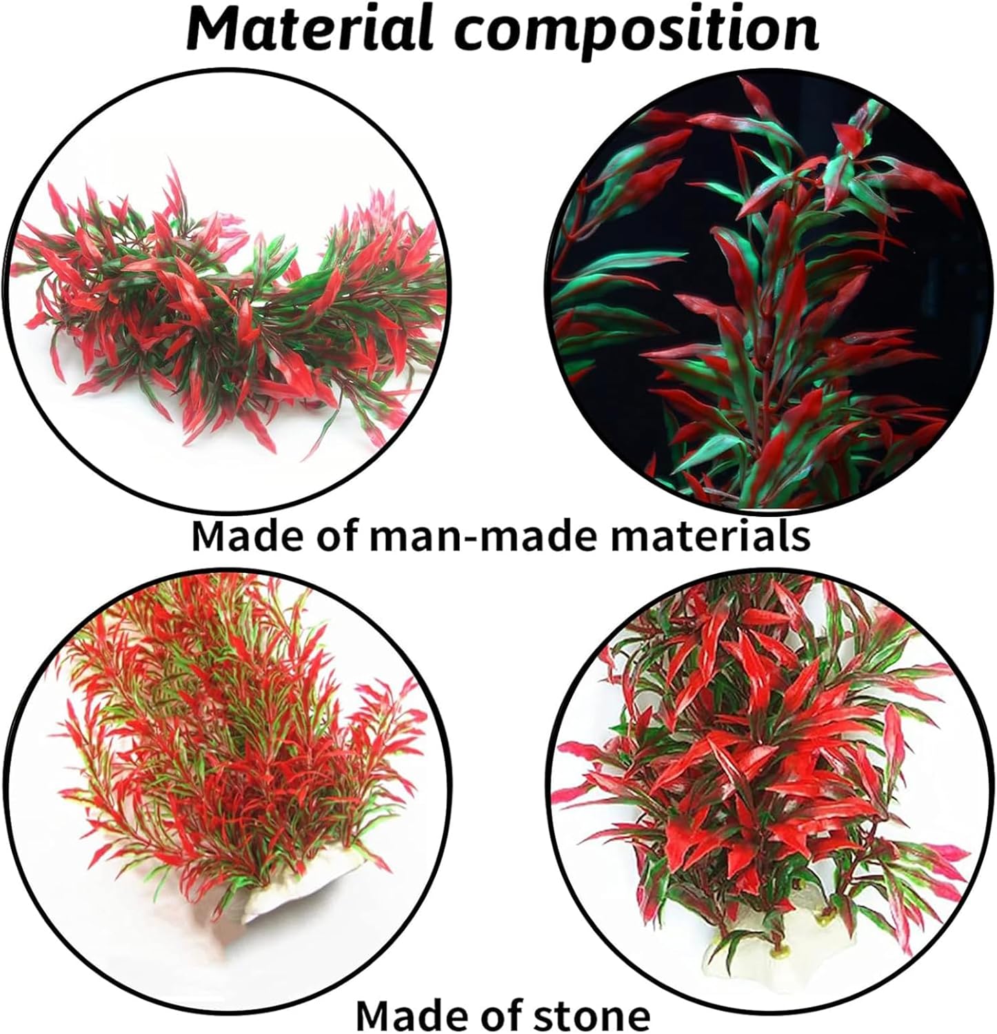 Tfwadmx Large Aquarium Plants 4 Pcs Artificial Water Seaweed for Fish Tank Decor Plastic Plant for Betta Shrimp Red About 12.5 Inch