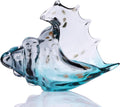 Hand Blown Glass Conch Statue, Gray Glass Art Figurine, Conch Shell Coastal Home Decor, Living Room TV Stand and Bookcase Decor, Bathroom Shelf top and Cabinet Decor.