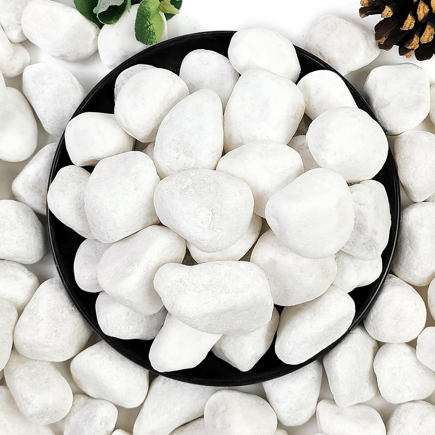 5lb White Pebbles for Indoor Plants, 1-2 Inch Natural River Rocks, Snow White Decorative Stones, Ideal for Fish Tank, Vases, Crafting, Home Decor and Garden Landscaping Rocks