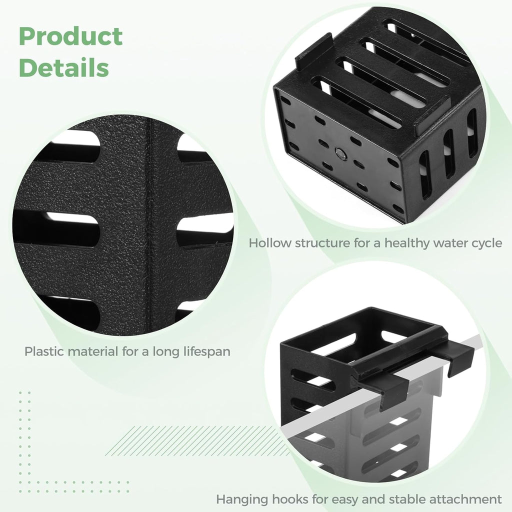 Lnrueg 6PCS Aquarium Plant Holder with Hooks, Hanging Rimmed Tank Plant Pot Aquarium Planters Cups, Upgraded Aquatic Planter Cups for Fish Tank Aquaponic Planter and Aquascape Decorations (6)