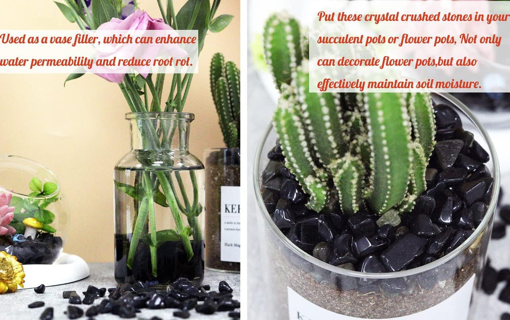 1lb Obsidian Aquarium Gravel Rocks Natural Tumbled Healing Crystal Chips Bulk Gemstones Tumbled Crushed Stones for Fountain Vase Filler Planters Decorative Fish Tank Potted Reiki Energy Balancing