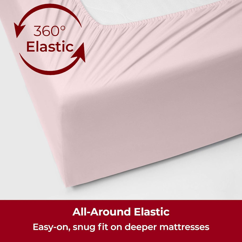 Mellanni Extra Deep California King Sheets - 4 PC Iconic Collection Bedding - Hotel Luxury, Ultra Soft, Cooling Bed Sheets - Wrinkle, Fade, Stain Resistant (Cal King, Blush Pink)