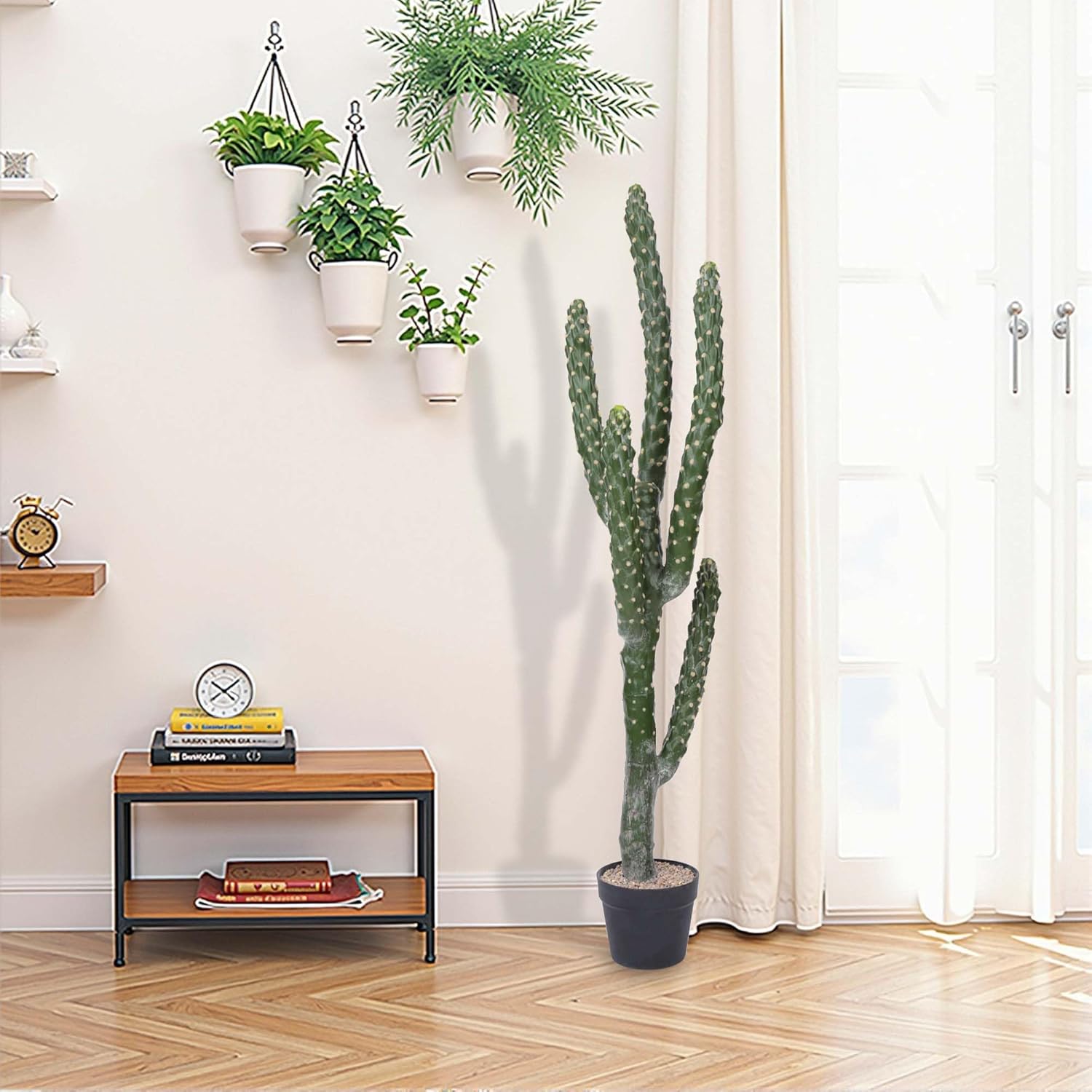46Inch Artificial Cactus Faux Cacti Fake Cactus Saguaro Potted Plants for Indoor Outdoor Home Offices Store Decoration