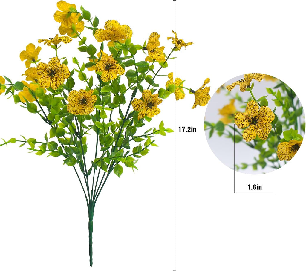 Yellow Artificial Outdoor Flowers 12 Bundles Fake Daisy Faux Mums Fall Plants Cheerful Weatherproof Floral Arrangements Decoration for Outside Landscaping Decor (Yellow Daisy)