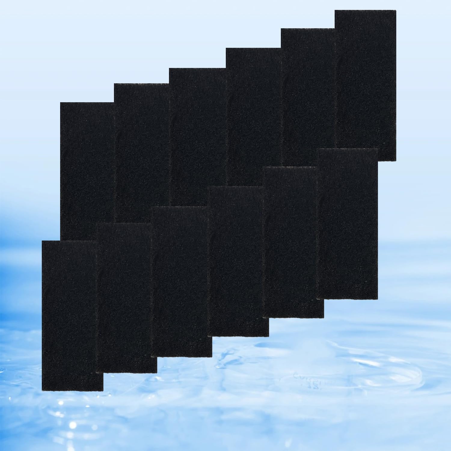 Aquarium Filter- 4 in 1 Double Waterfall U-V Fish Tank Filter for Green Water & Algae Clean, 8W Quiet Hang on Filter Adjustable Flow (12 Pack Replacement Plates for UV Filter)