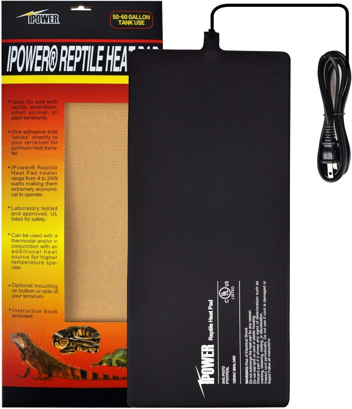 iPower 8X18 Inch Reptile Heat Pad Under Tank Heater Terrarium Warmer Heating Mat for Turtles Lizards Frogs and Other Small Animals