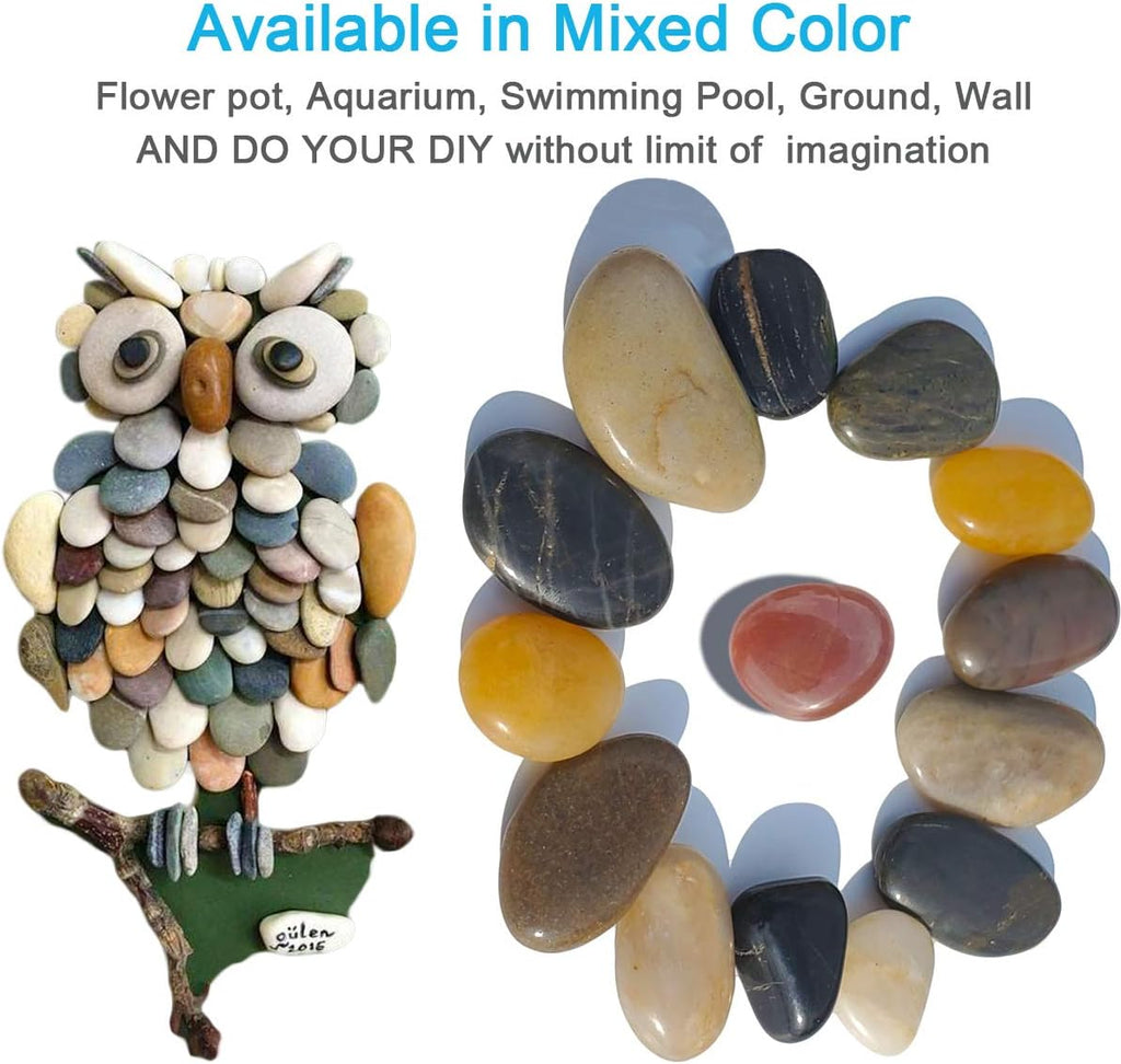 2 LB Aquarium Gravel River Rock - Natural Polished Decorative Gravel, Small Decorative Pebbles, Mixed Color Stones,for Aquariums, Landscaping, Vase Fillers (32-Oz)