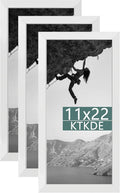 KTKDE 11x22 Newspaper Frame wooden white set of 3 -with Polished Plexiglass,Poster Frame Studio Gallery Horizontal and Vertical Art Prints of The Walls